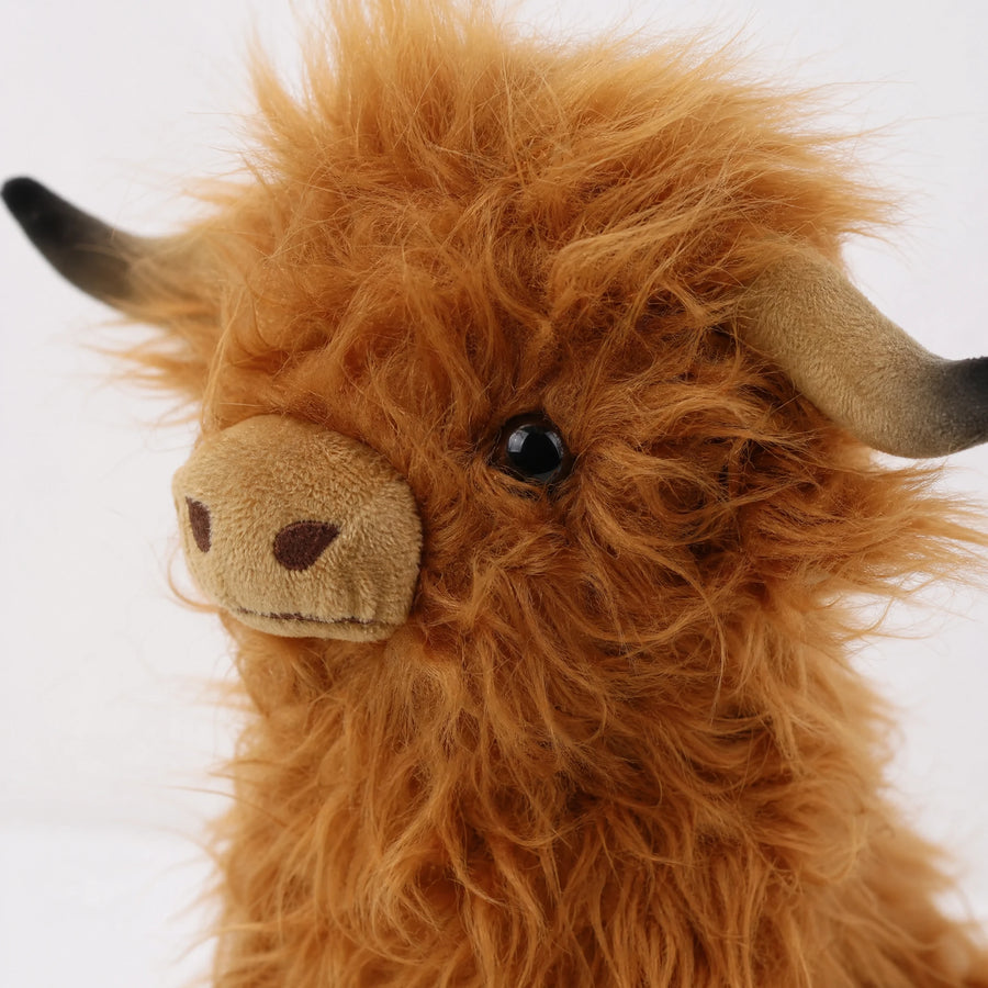 Peluche Vache Highland à Poils Longs Blanc ou Marron - Détail matière