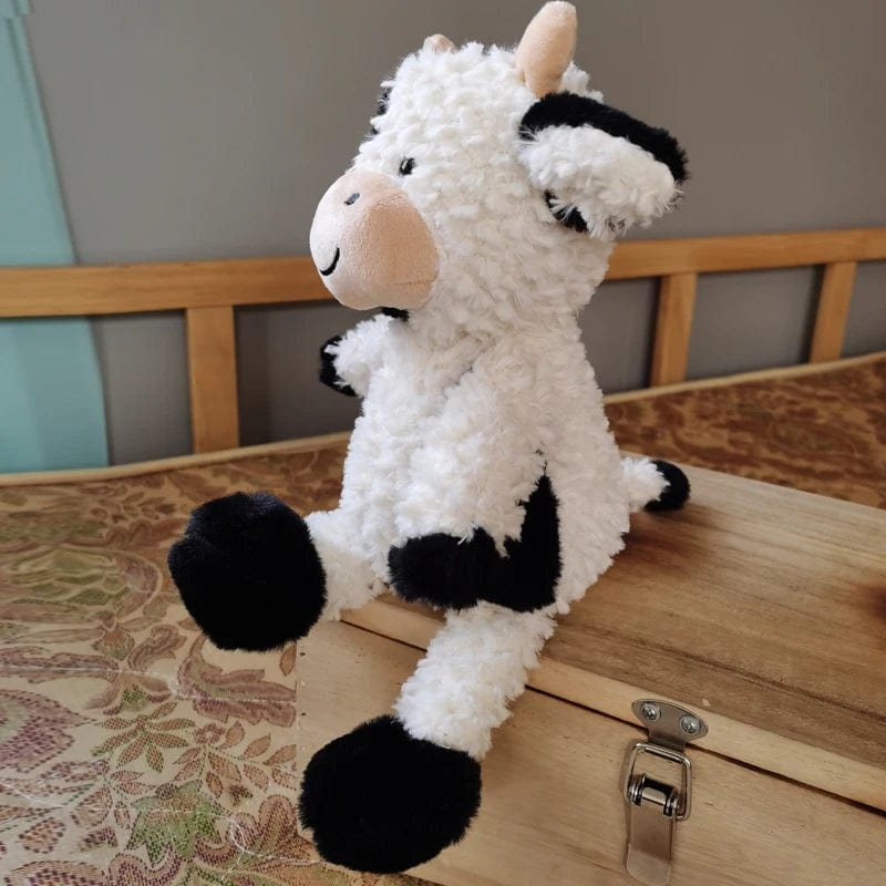 Peluche vache mignonne à fourrure blanche