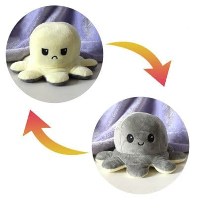 Pieuvre Réversible - Poulpy Le Réversible™ Blanc/Gris