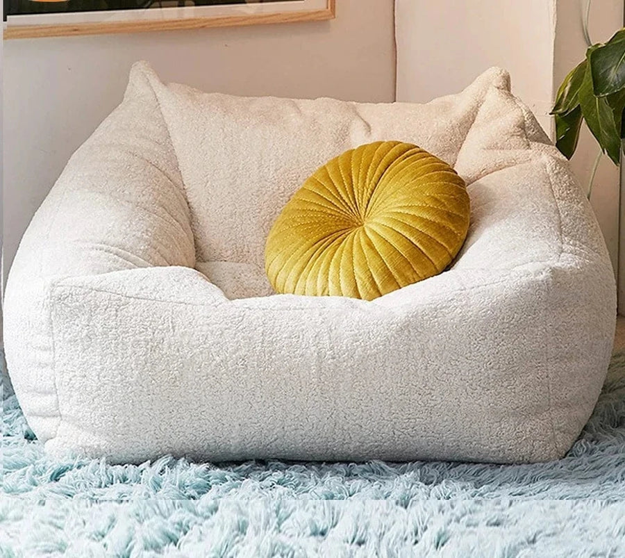 Pouf 85x85x60cm | Fausse Fourrure Cachemire