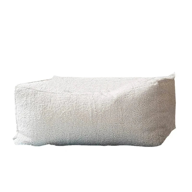 Pouf 85x85x60cm | Fausse Fourrure Cachemire Repose pied blanc