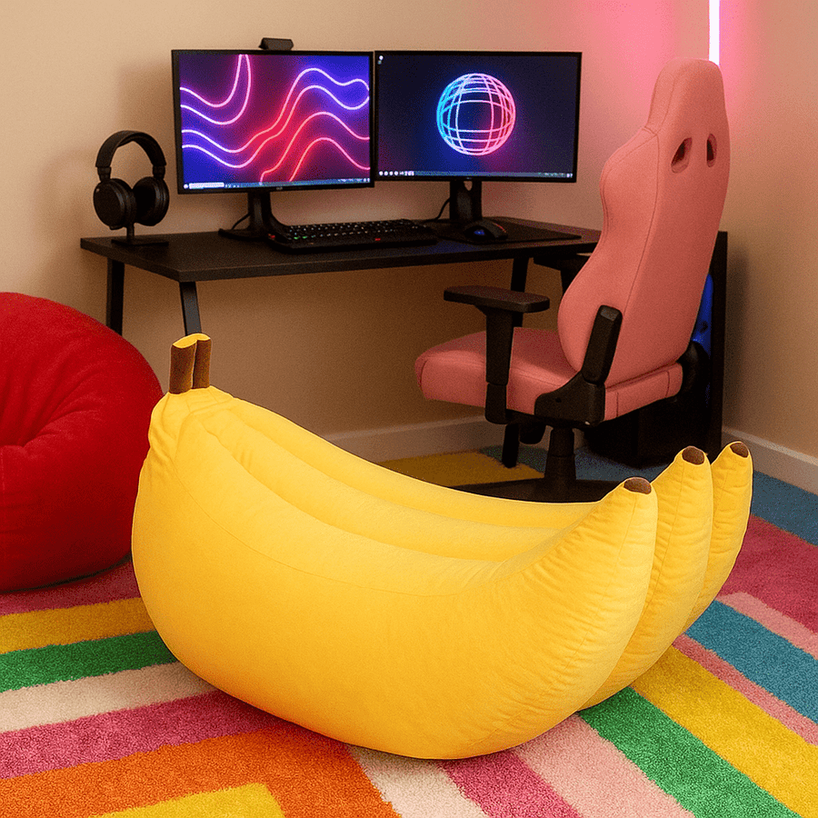 Pouf Banane 🍌 | Canapé Velours Cristal Moelleux L110x65x70cm