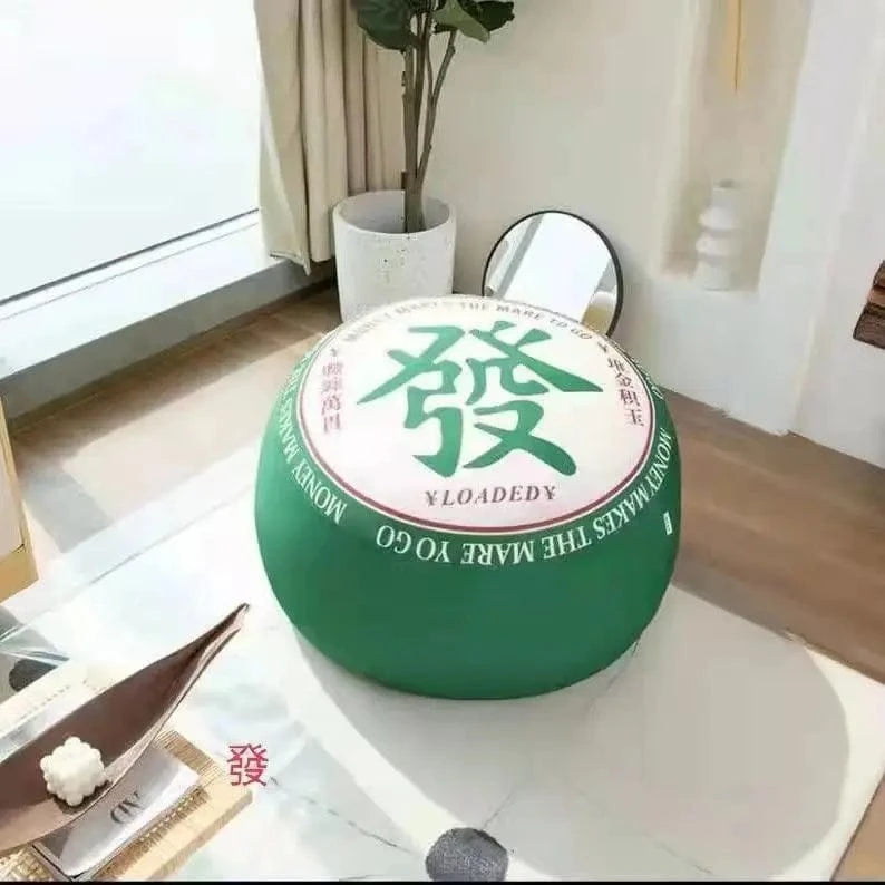 Pouf rond géant 95 cm – Totoro, Doraemon, Garfield & déco fun Symbole de Prospérité Vert