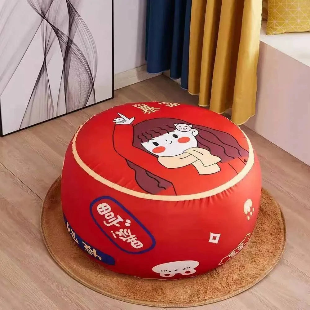 Pouf rond géant 95 cm – Totoro, Doraemon, Garfield & déco fun Visage Enjoué