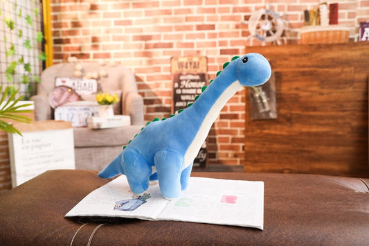 Poupée dinosaure long cou bleue en forme de doudou