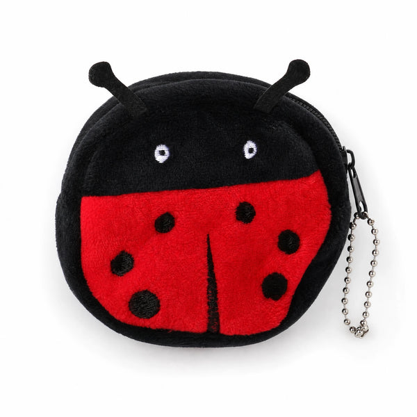 Sac Peluche Coccinelle Rouge et Noir avec Chaînette - Fond blanc