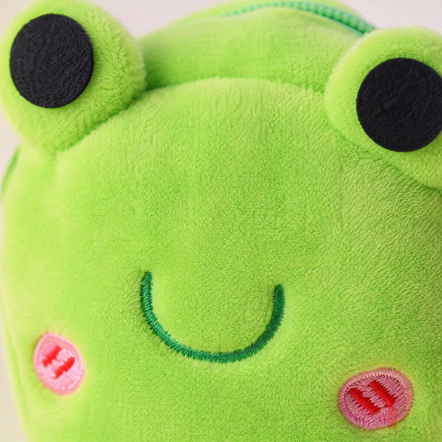Sac Peluche Grenouille avec Porte-Clés et Fermeture Zippée - Détail matière