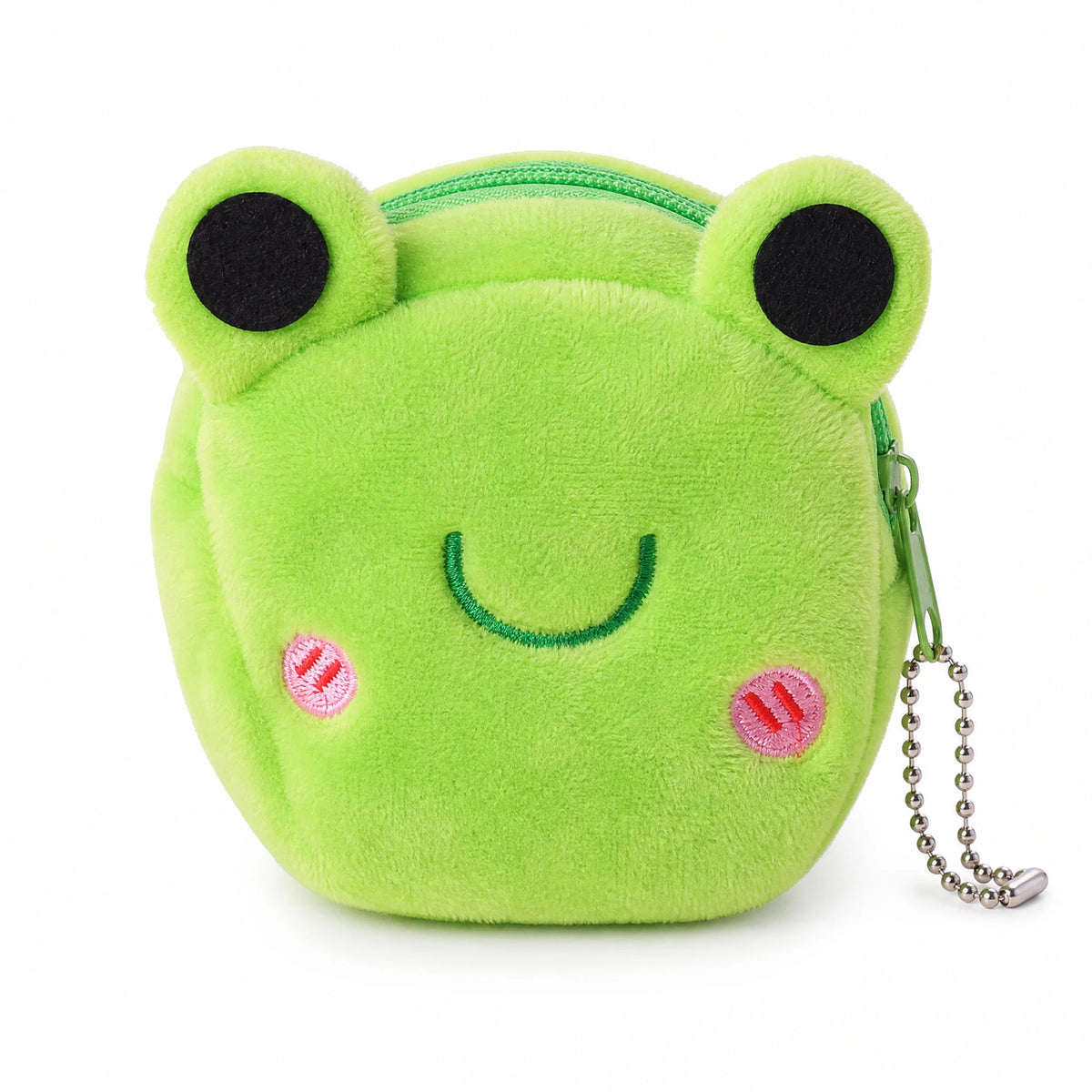 Sac Peluche Grenouille avec Porte-Clés et Fermeture Zippée - Fond blanc