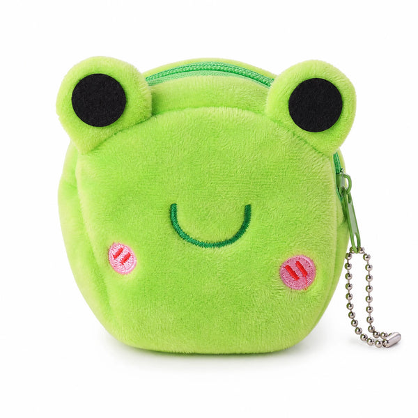 Sac Peluche Grenouille avec Porte-Clés et Fermeture Zippée - Fond blanc